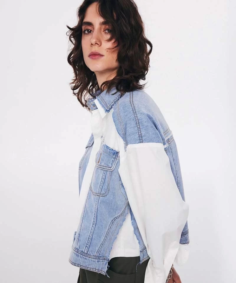 Twist Poplin Mıx Jean Ceket Kadın