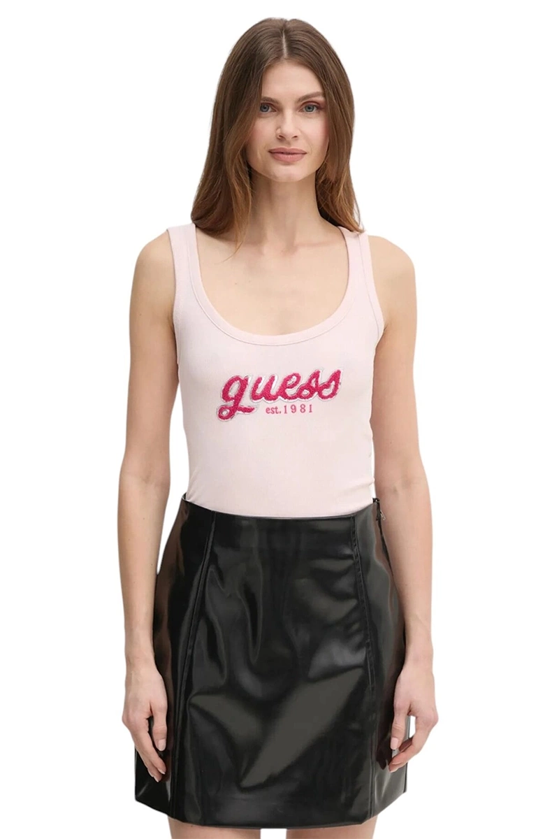 Guess Kadın Pembe Şönil Logolu Atlet