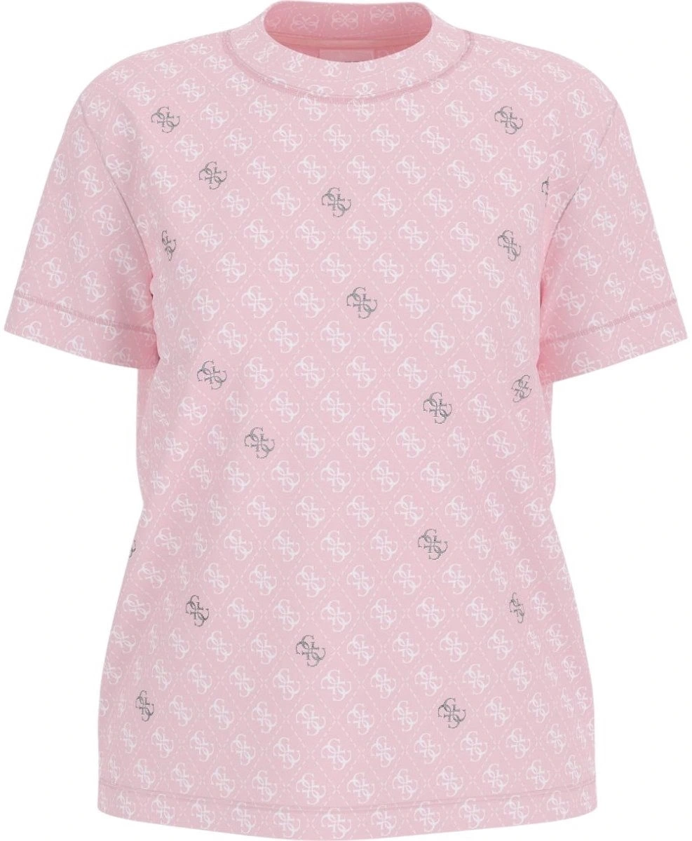 Guess Kadın Pembe 4G Logolu T-Shirt