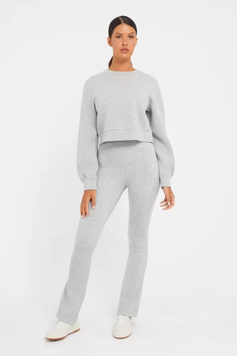 Guess Gofre Logolu Sweatshirt Gri