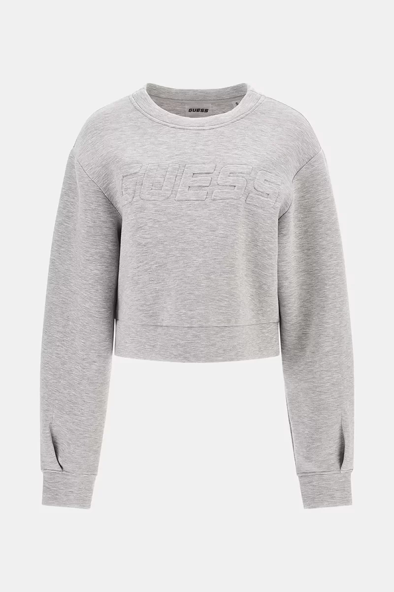 Guess Gofre Logolu Sweatshirt Gri