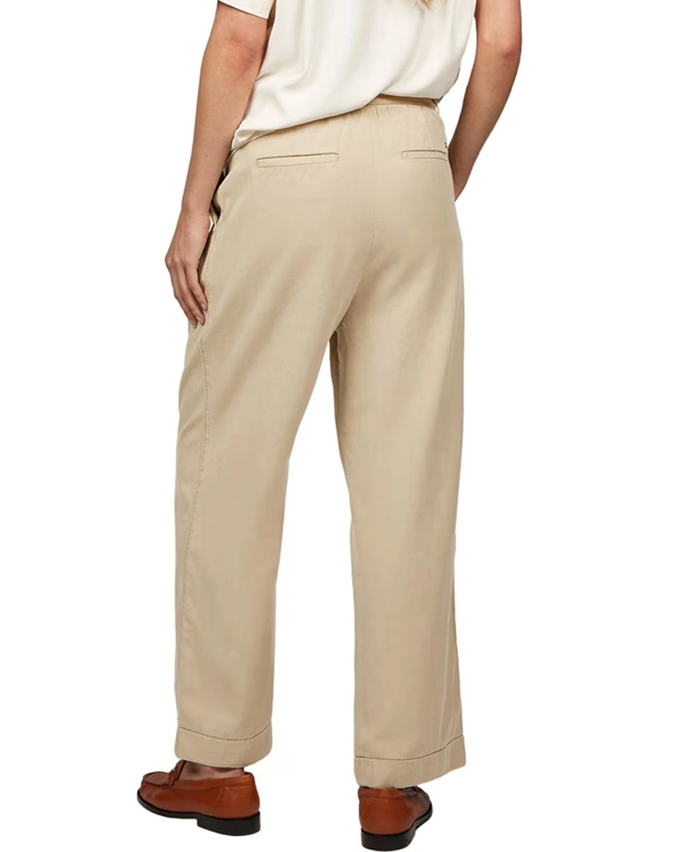 Tommy Hilfiger Kadın Bej Rahat Kesim Lastikli Chino Pantolon