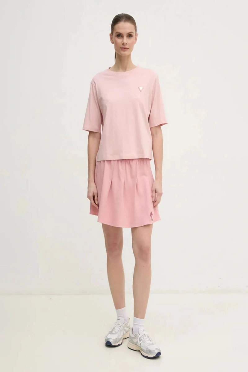 Guess Kadın Pembe Logolu T-Shirt