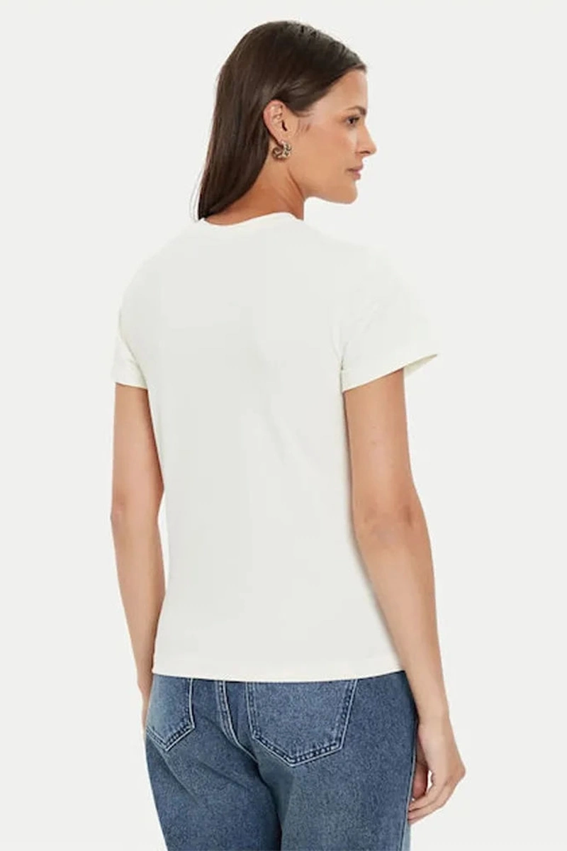 Guess Kadın Siyah Logolu Beyaz T-shirt