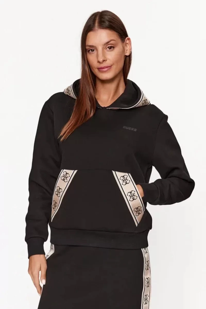 Guess Cymone Kapüşonlu Kadın Sweatshirt Siyah