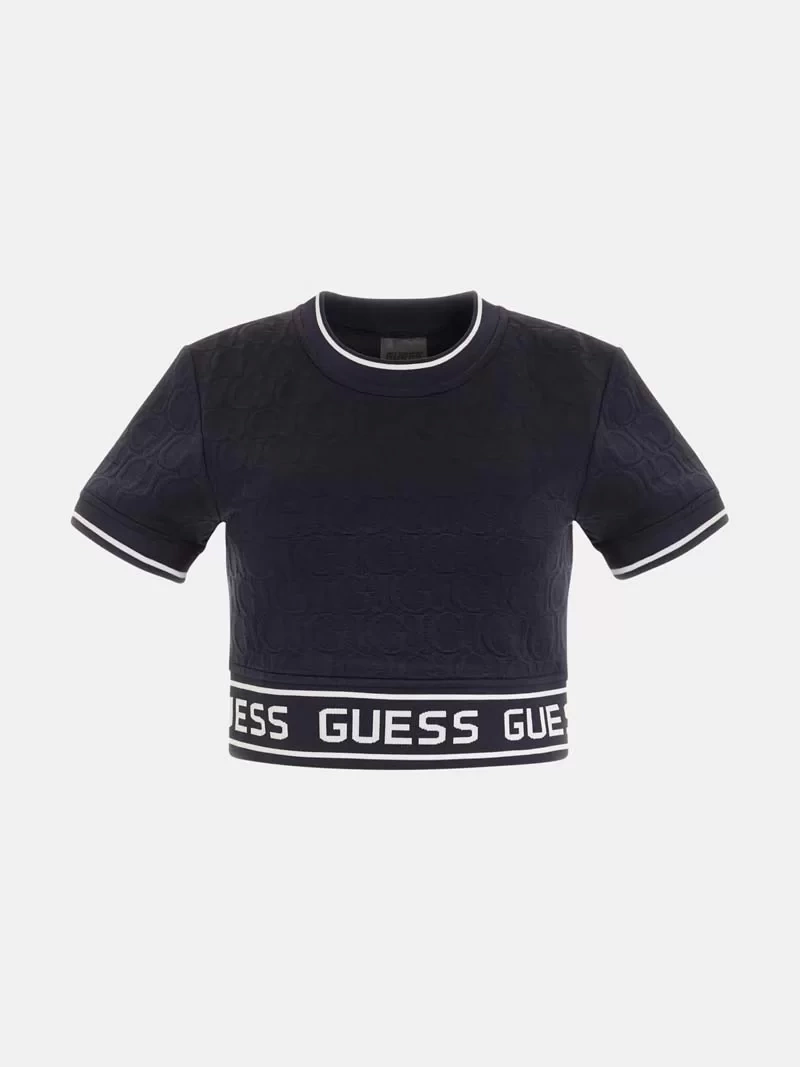 Guess 3 Boyutlu Jakar Logolu Crop Üst Kadın