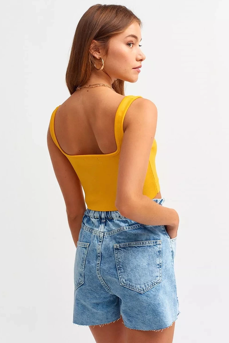 Dilvin Biyeli Crop Top-KAVUNİÇİ