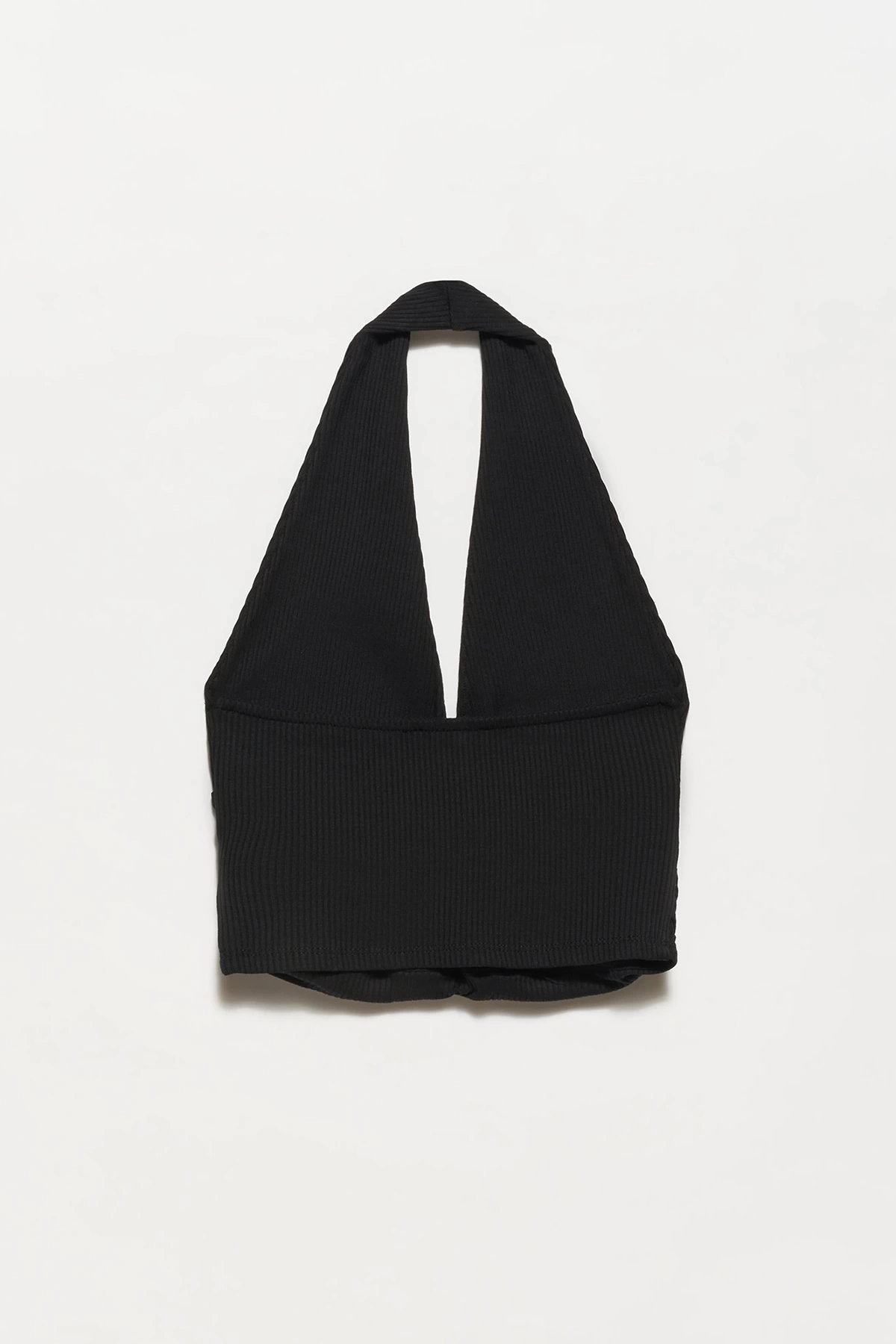 Dilvin Büzgü Detaylı Crop Top-SIYAH