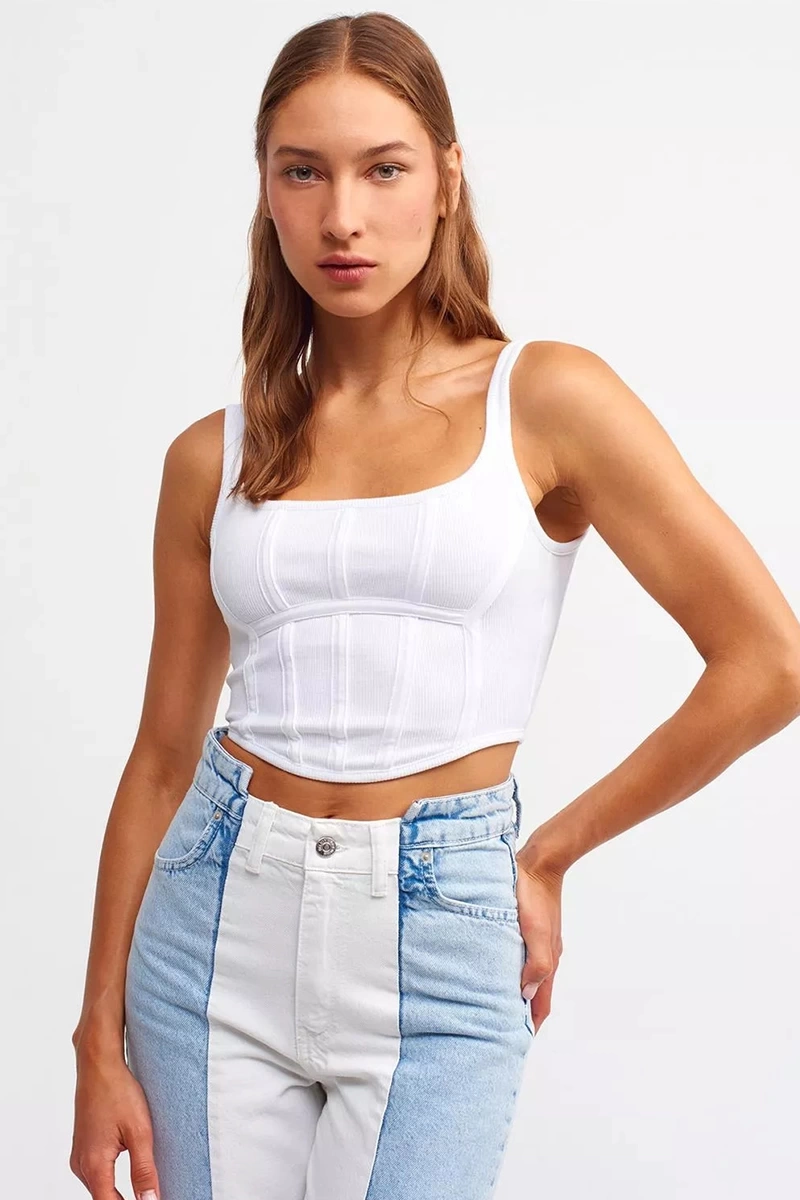 DİLVİN Korse top-BEYAZ
