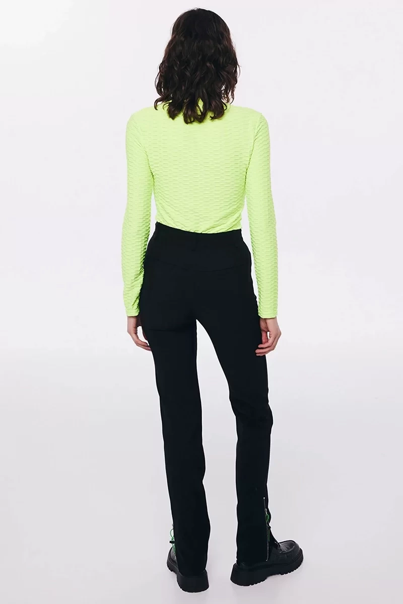 Twist Dokulu Balıkçı Yaka Body Lime