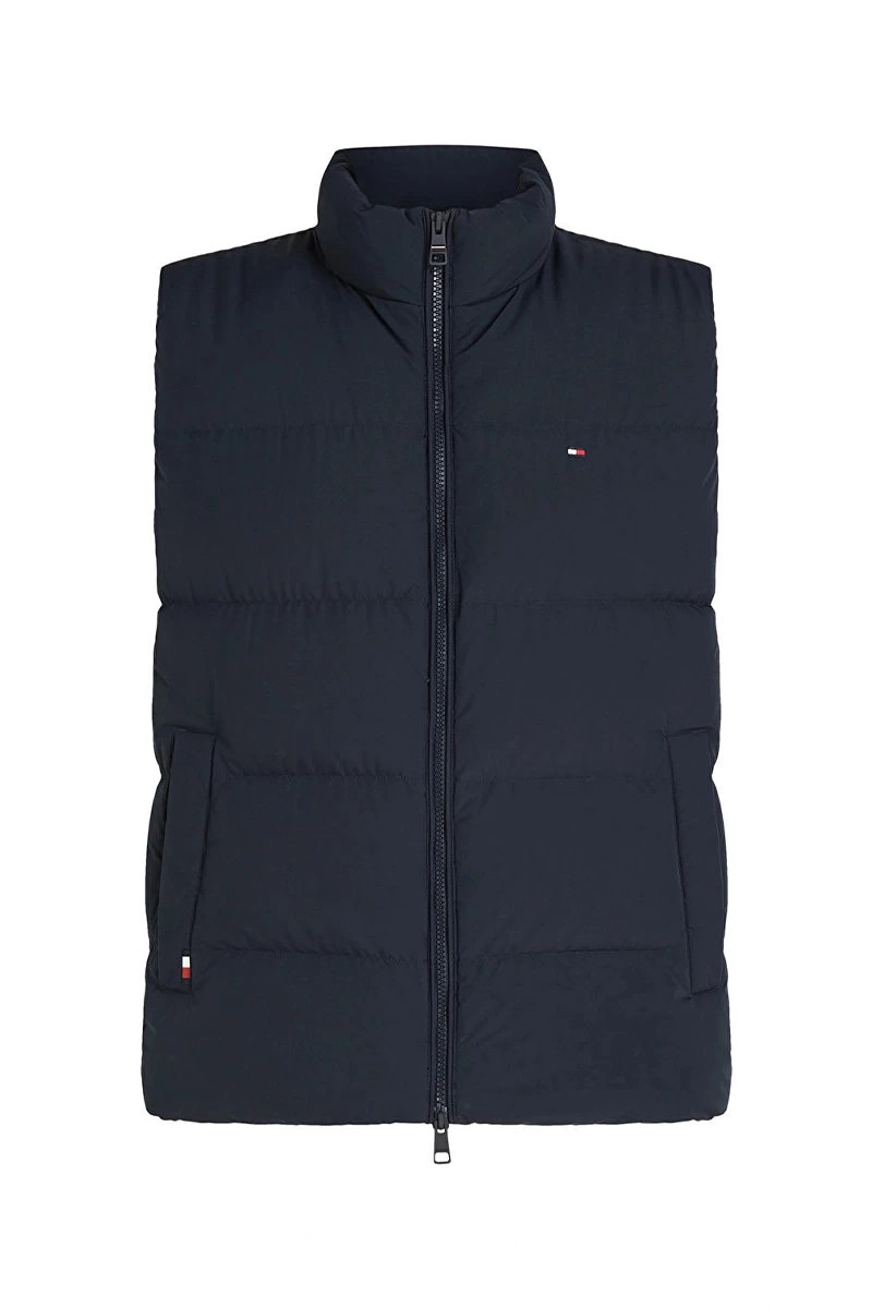 Tommy Hilfiger Erkek Mavi Dik Yaka Yelek