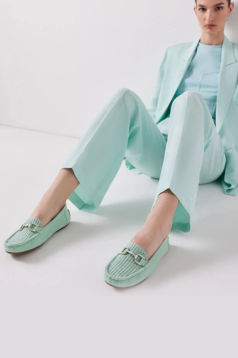 İpekyol  Tokalı Loafer  Yeşil Düz Ayakkabı