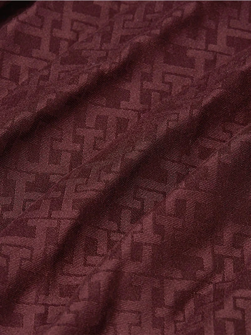 Tommy Hilfiger Kadın   Jakarlı Bordo Eşarp