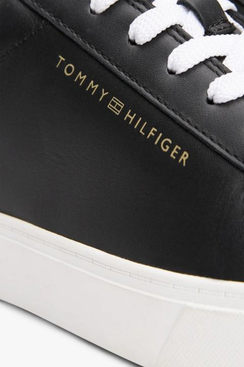 Tommy Hilfiger  Kadın Siyah Deri Court Sneaker