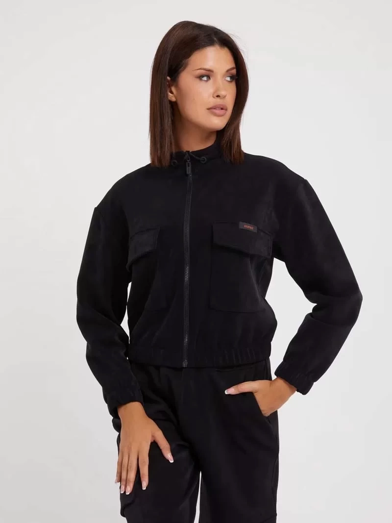Guess Suni Süet Crop Sweatshirt Kadın