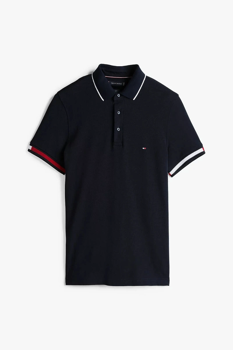 Tommy Hilfiger Erkek  Slim Fit  İmza Manşetli Polo  T-Shirt