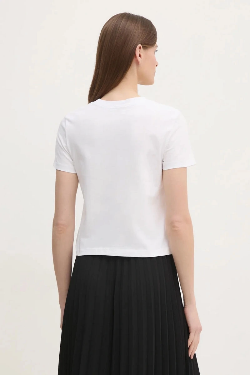 Calvin Klein Kadın Krem Grafik Baskılı Beyaz T-shirt