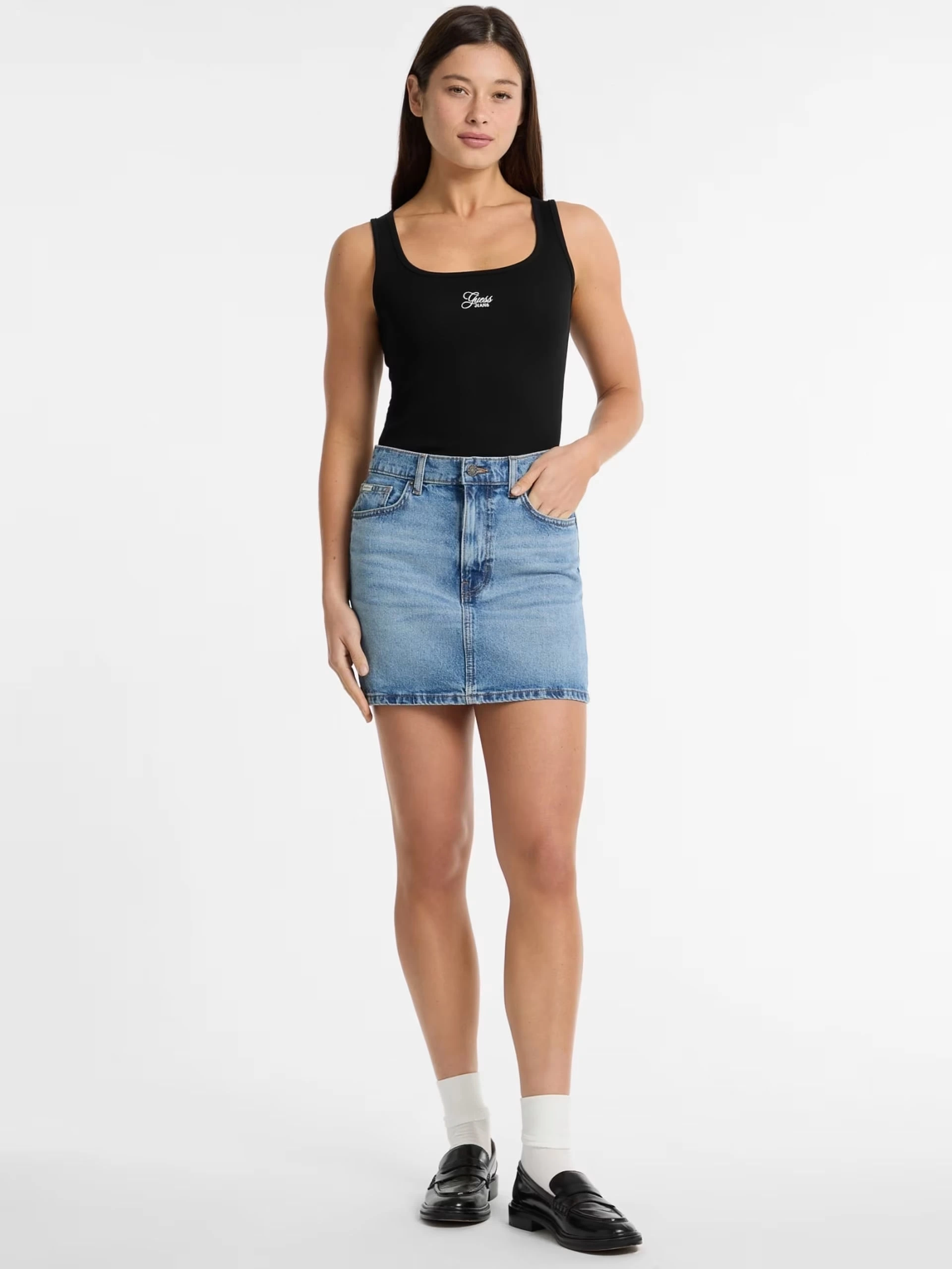 Guess Kadın  Mavi Jean Mini Etek