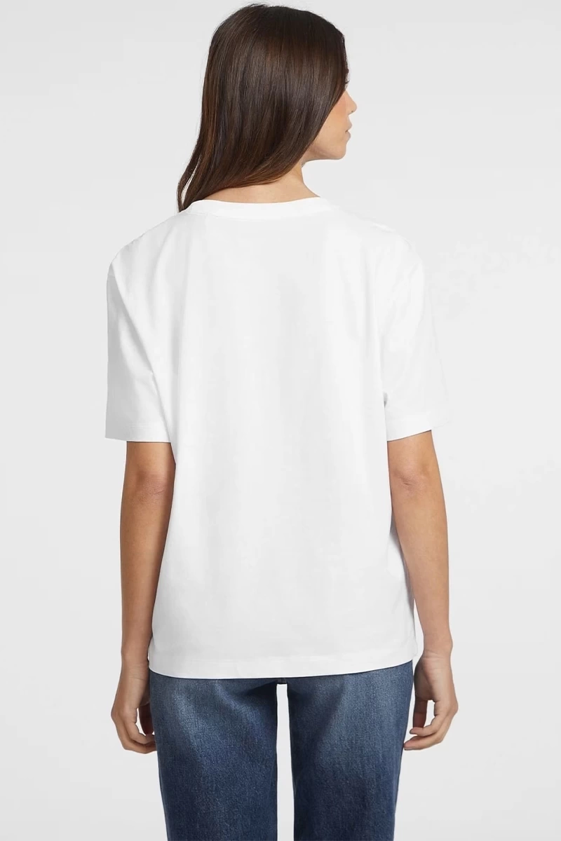 Guess Kadın Beyaz Oversize Bisiklet Yaka Pamuklu T-shirt