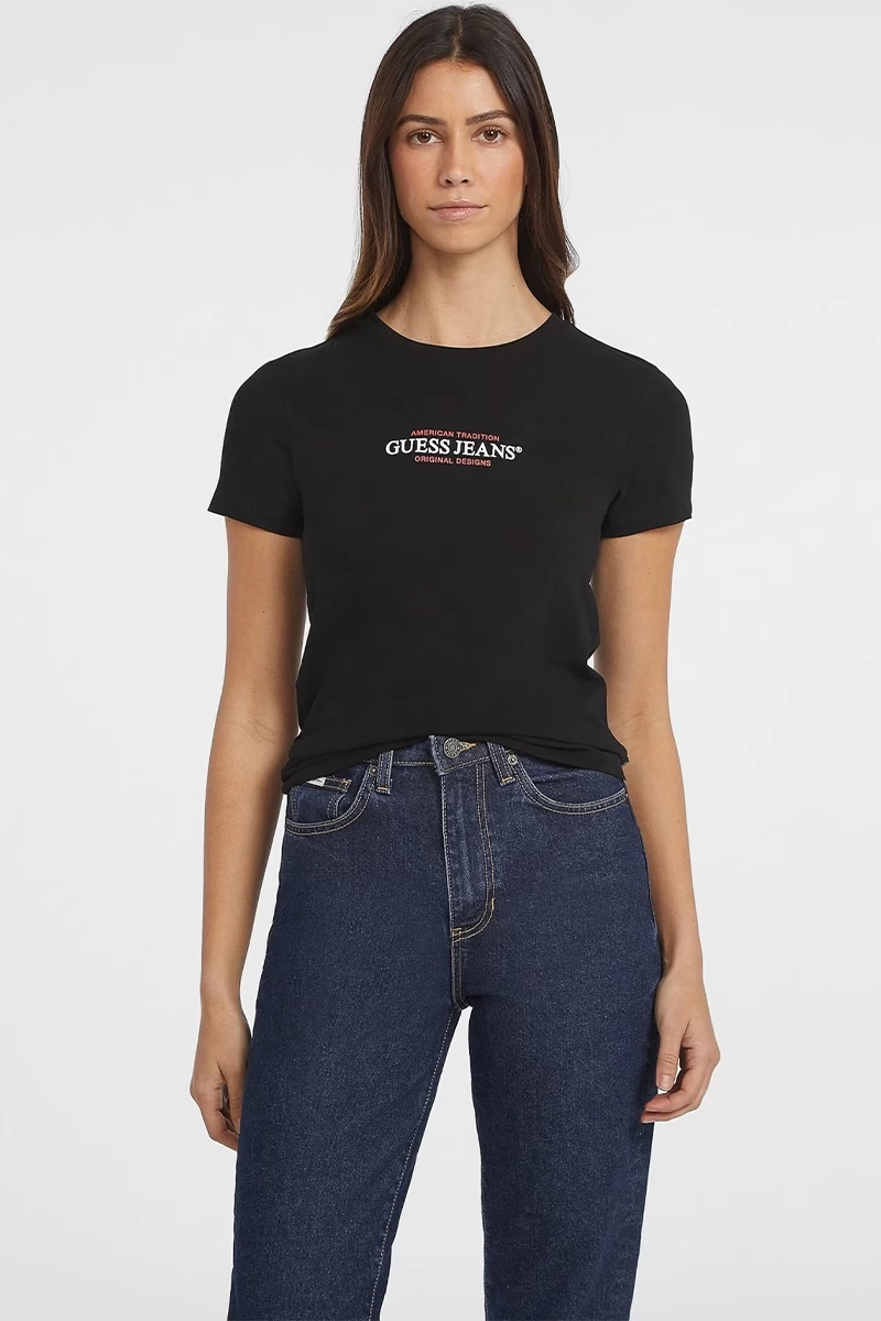 Guess Jeans Kadın Slim Mini Siyah T-Shirt