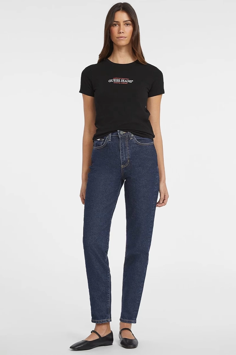 Guess Jeans Kadın Slim Mini Siyah T-Shirt
