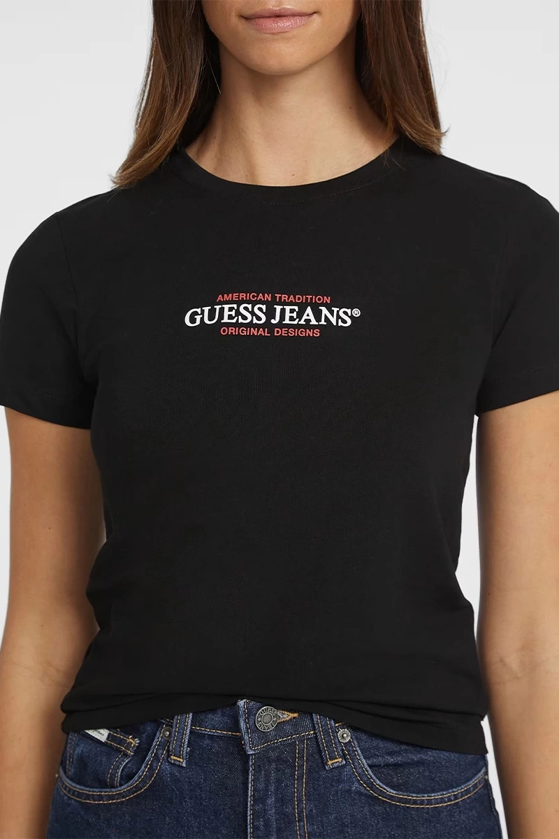 Guess Jeans Kadın Slim Mini Siyah T-Shirt