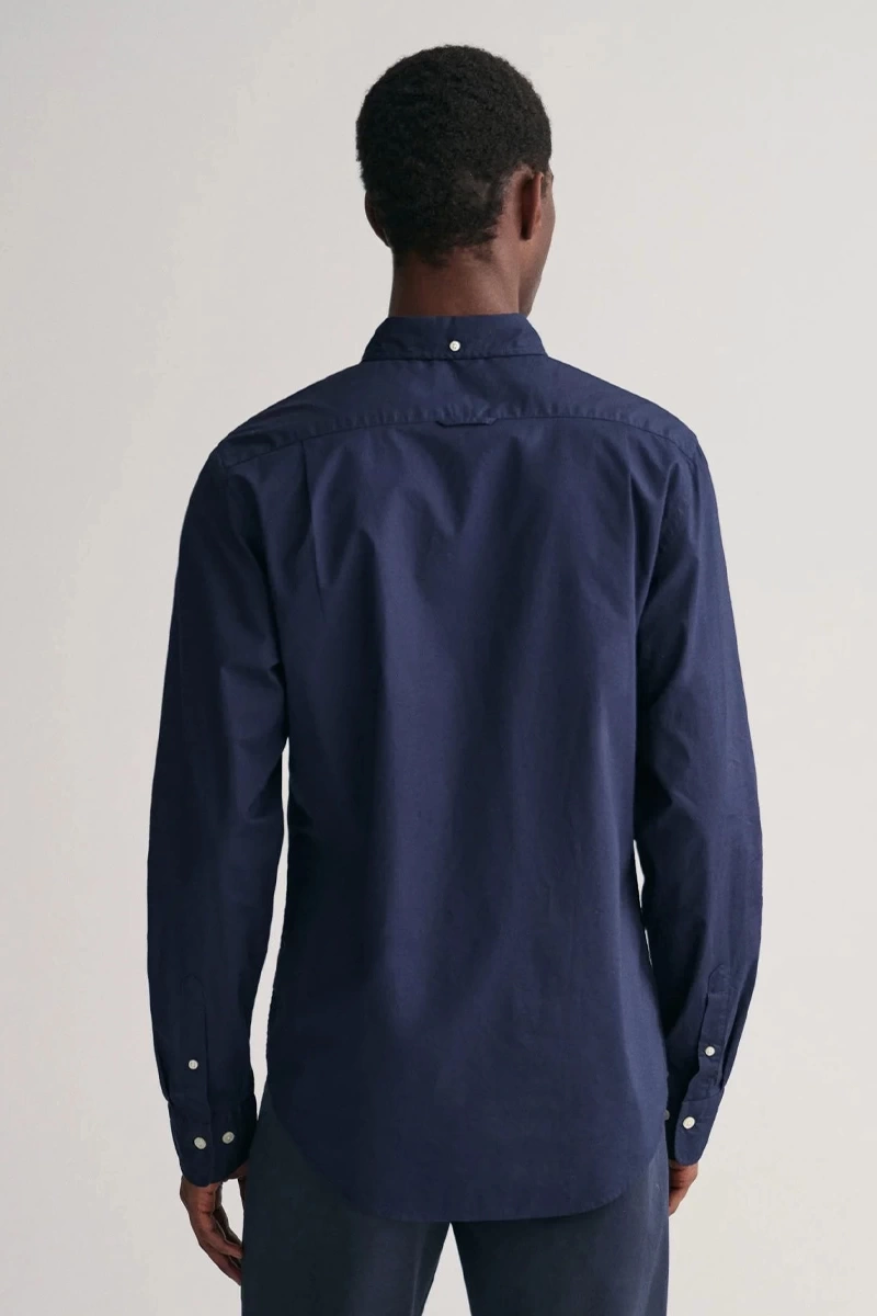 Gant  Erkek Lacivert Slim Fit Düğmeli Yaka Broadcloth Gömlek