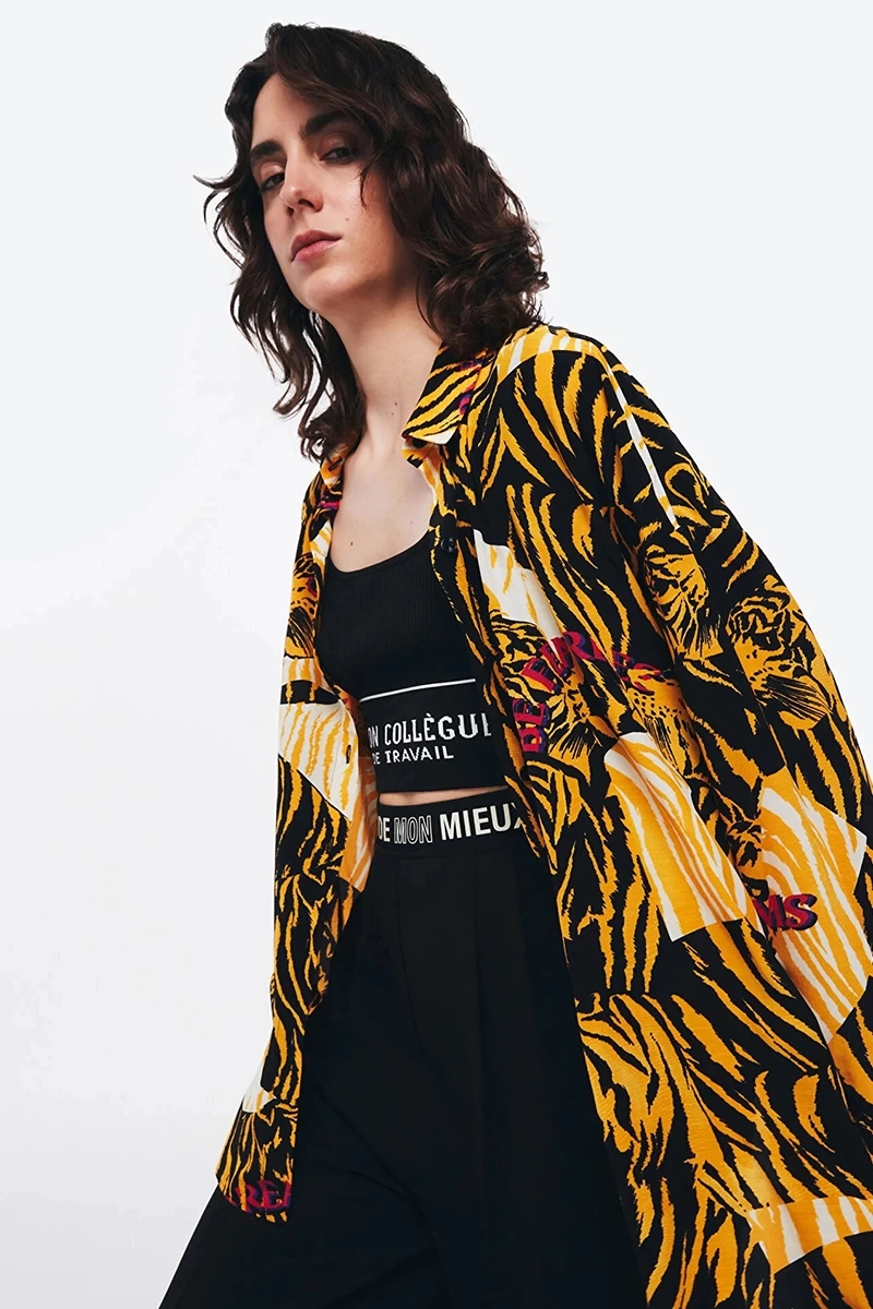 TWIST ANIMAL PRINT OVERSIZE GÖMLEK