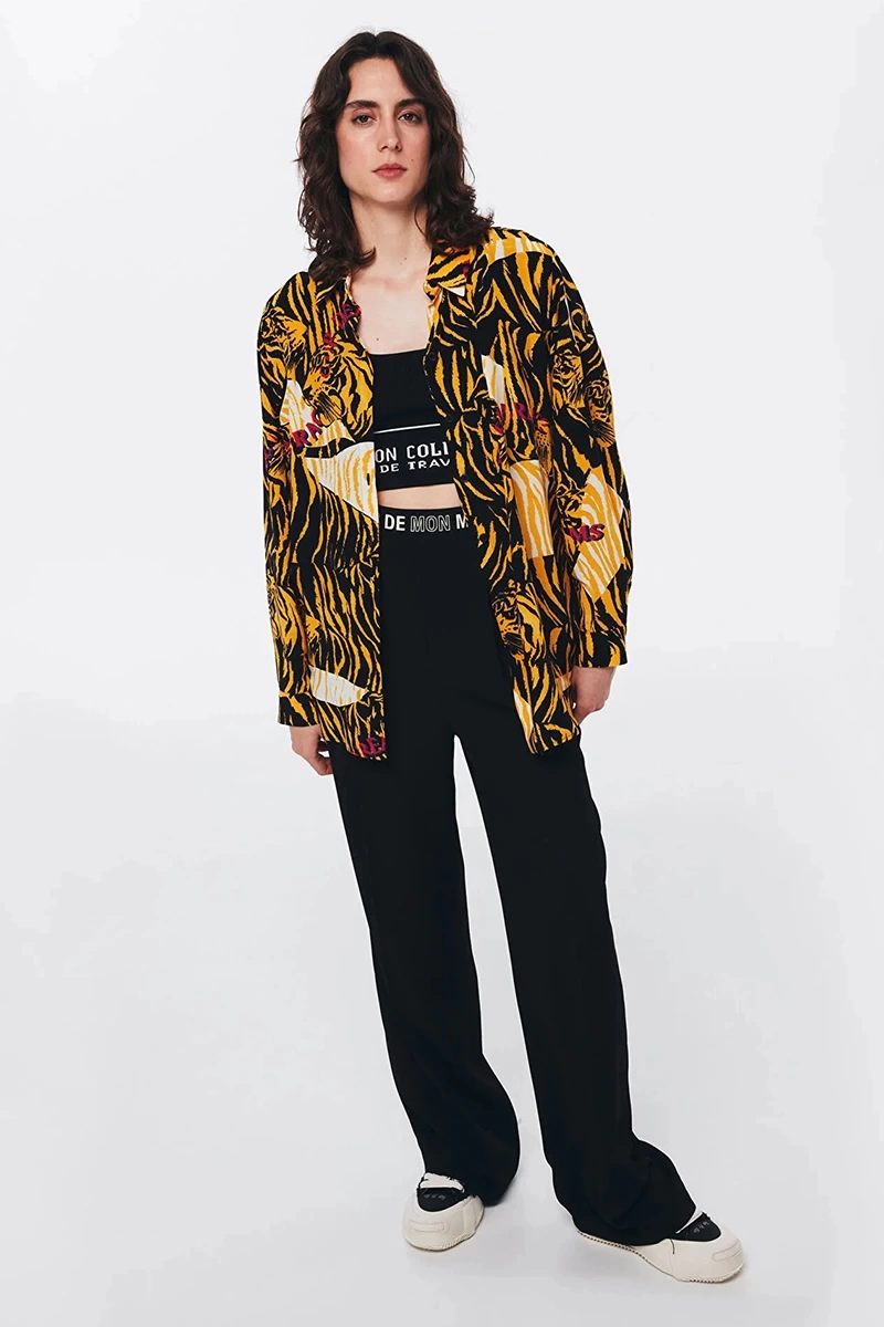 TWIST ANIMAL PRINT OVERSIZE GÖMLEK