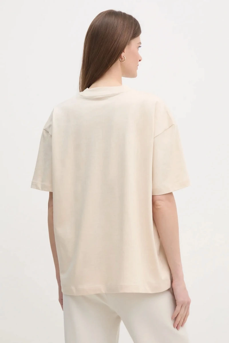 Calvin Klein Kadın Logo Baskılı Ekru T-shirt