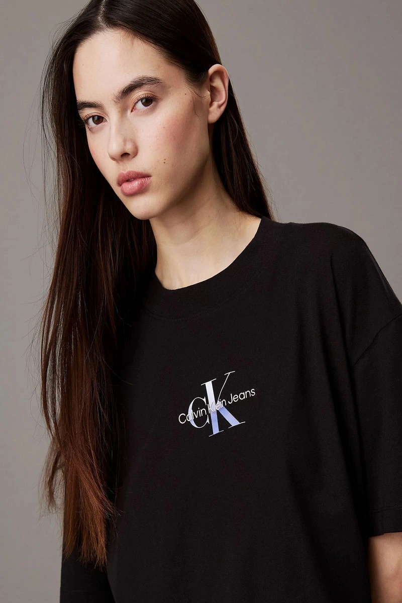 Calvin Klein Kadın Logo Baskılı Siyah T-shirt