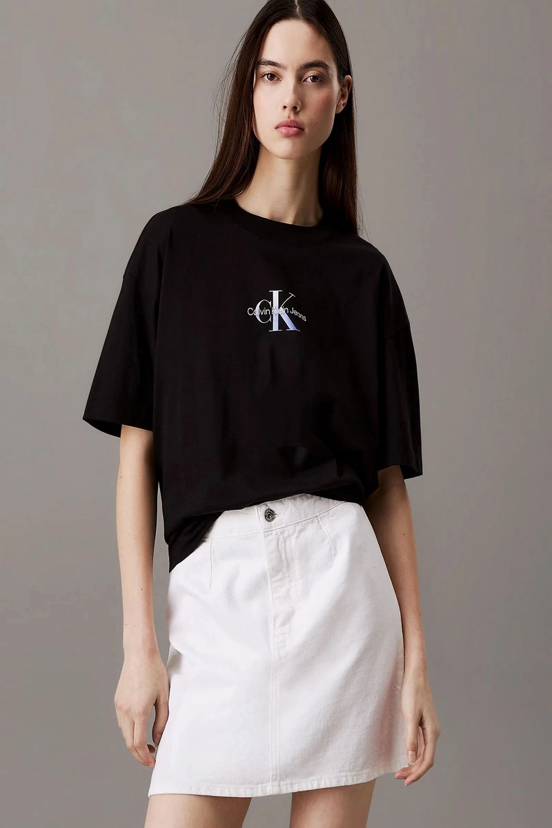 Calvin Klein Kadın Logo Baskılı Siyah T-shirt