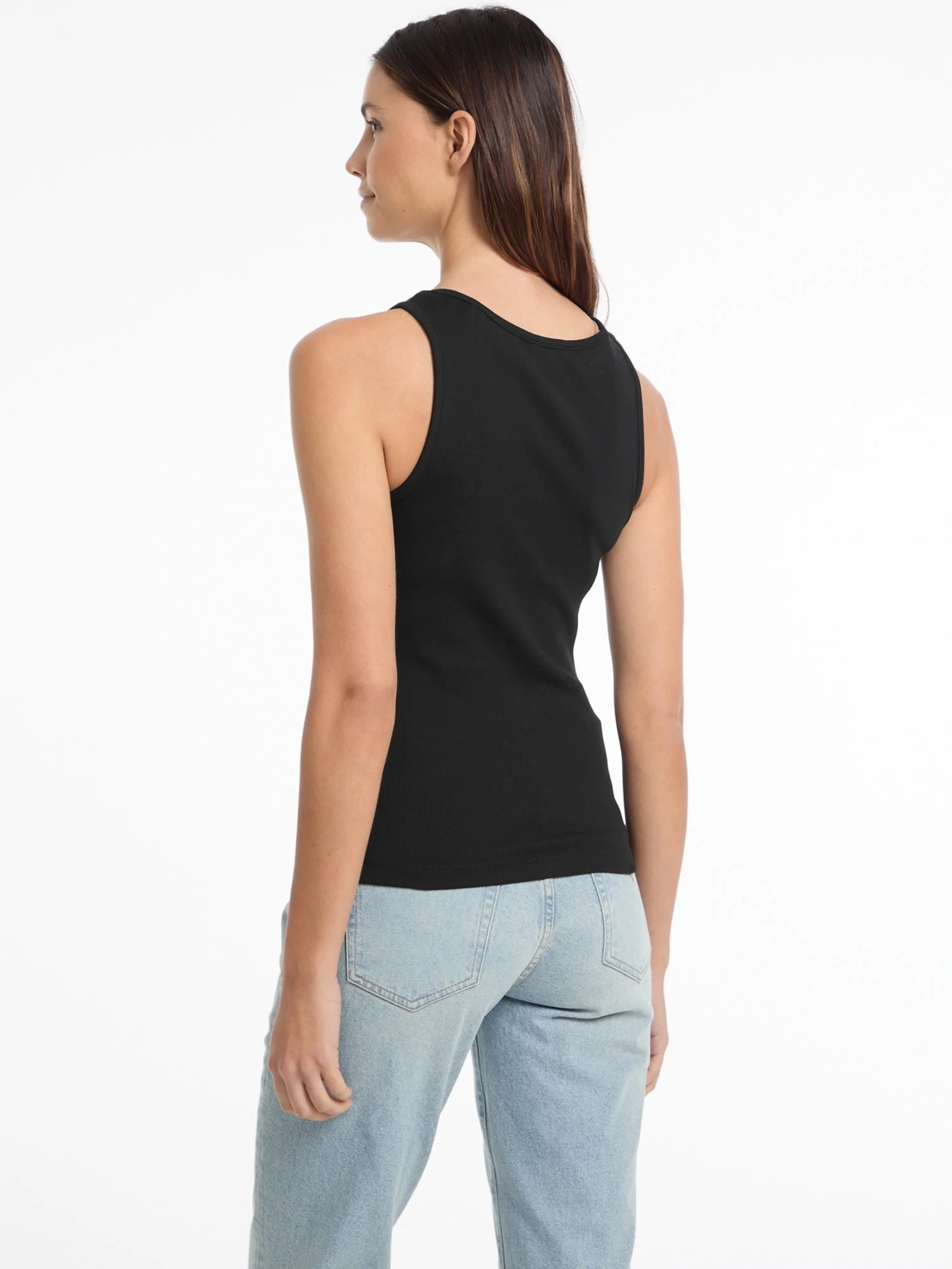 Gues Jeans Siyah Kadın Nakış İşlemeli Rib Örgü Kolsuz Üst