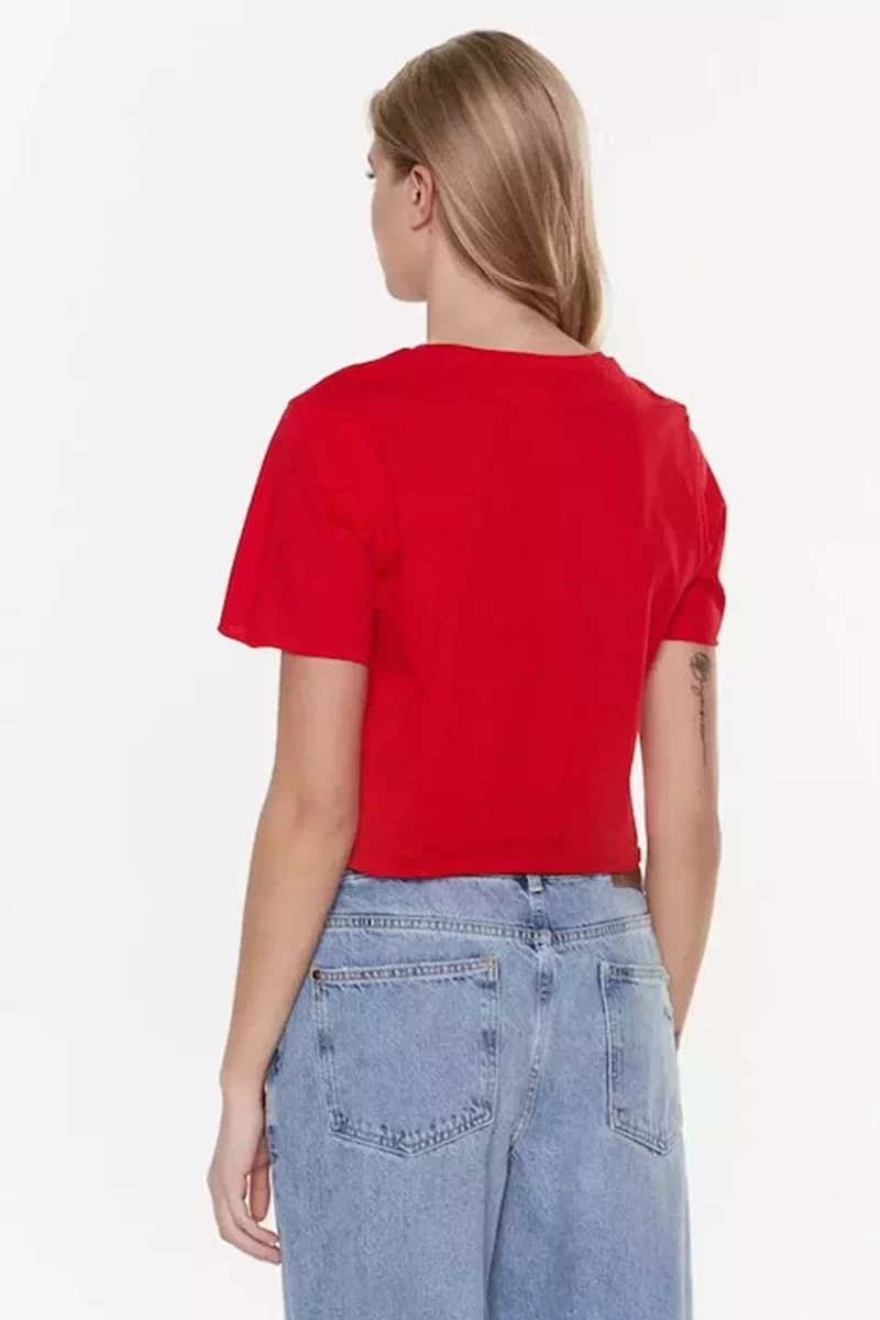 Gues Logolu Kırmızı Kadın  T-Shirt