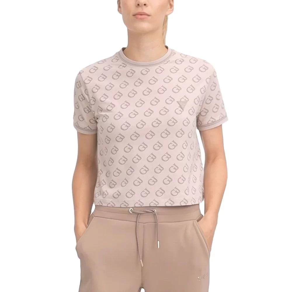 Guess Bej Logolu Tişört Kadın