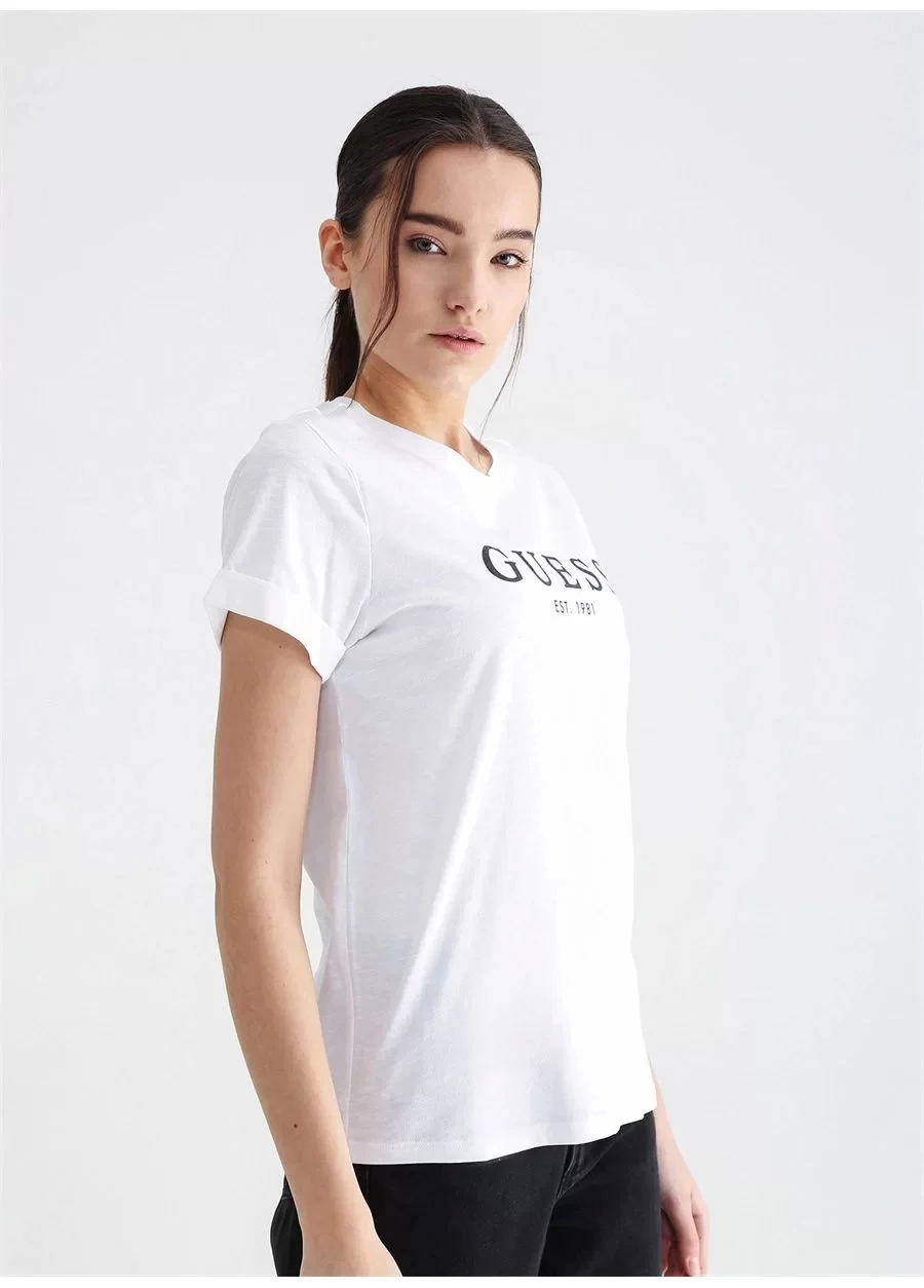 Guess Bisiklet Yaka Beyaz Kadın T-Shirt