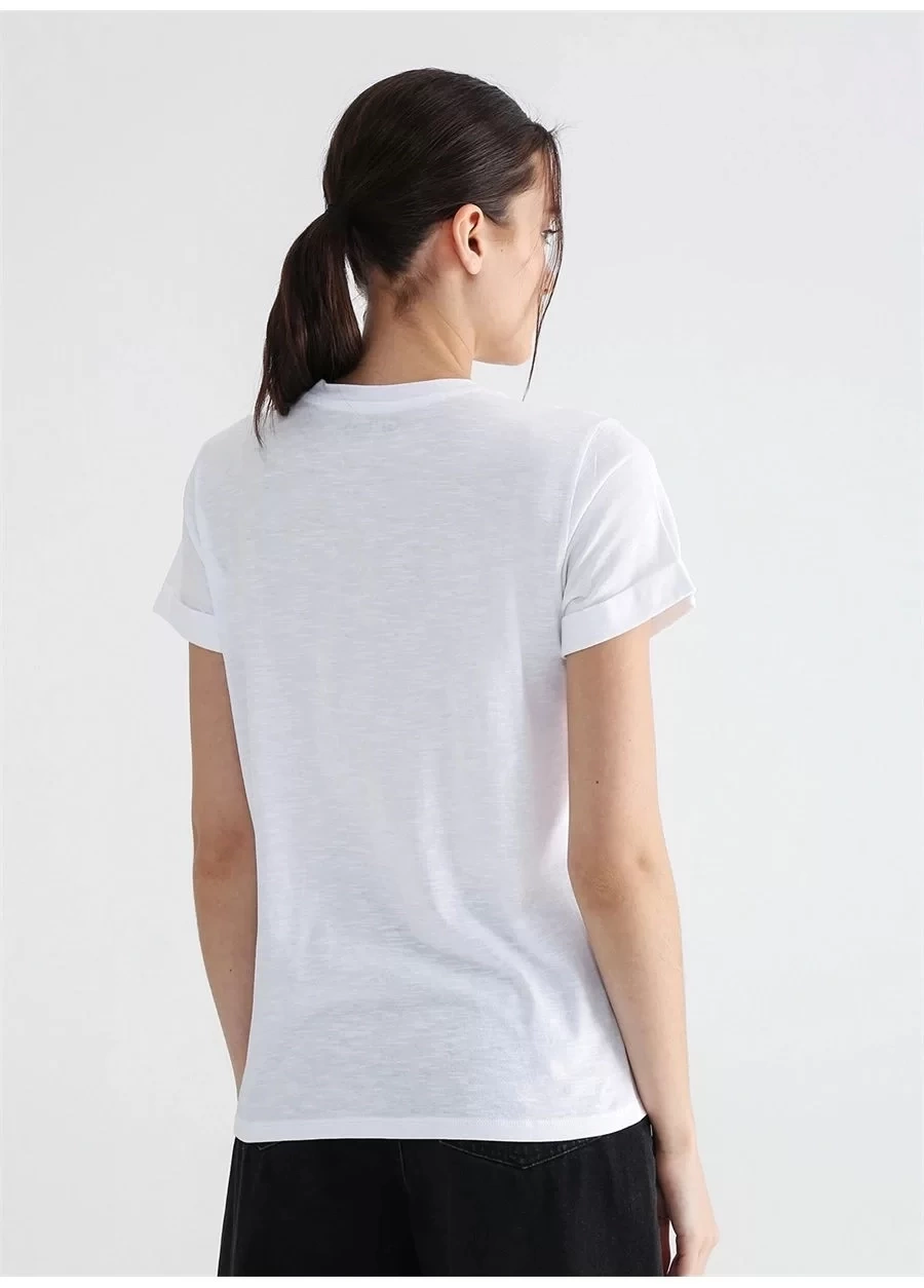 Guess Bisiklet Yaka Beyaz Kadın T-Shirt