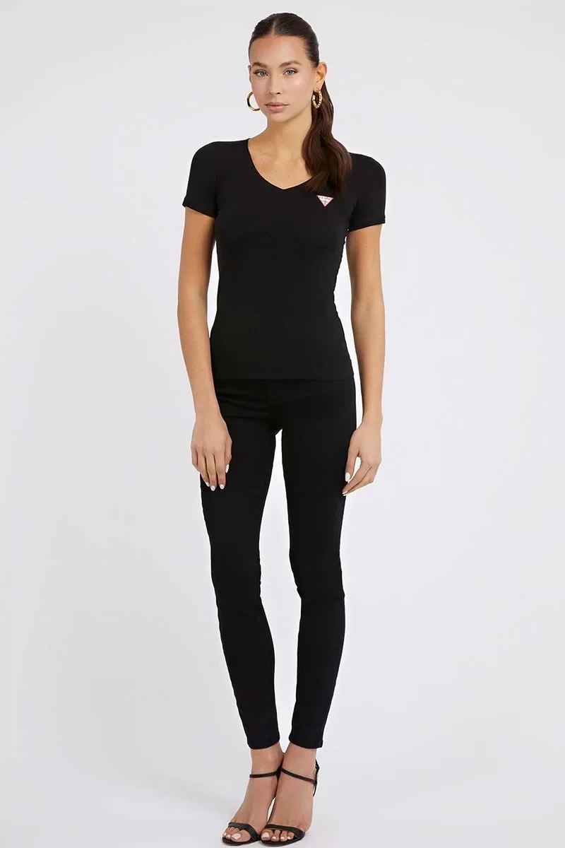 Guess Bisiklet Yaka Siyah Kadın T-Shirt