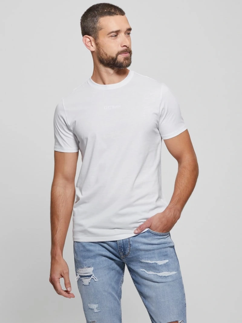 Guess Erkek Beyaz Guess Nakışlı Pima Tişört