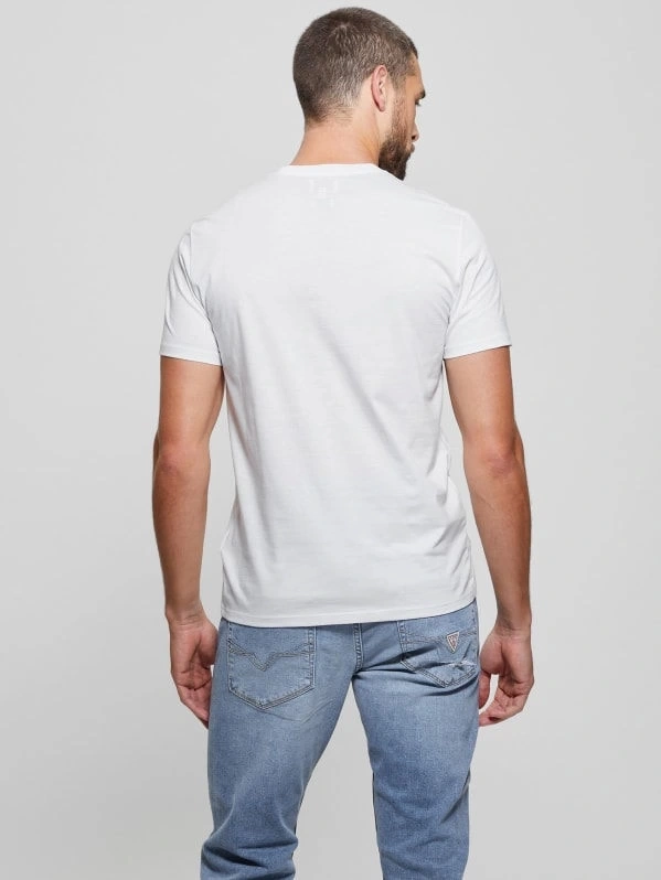 Guess Erkek Beyaz Guess Nakışlı Pima Tişört