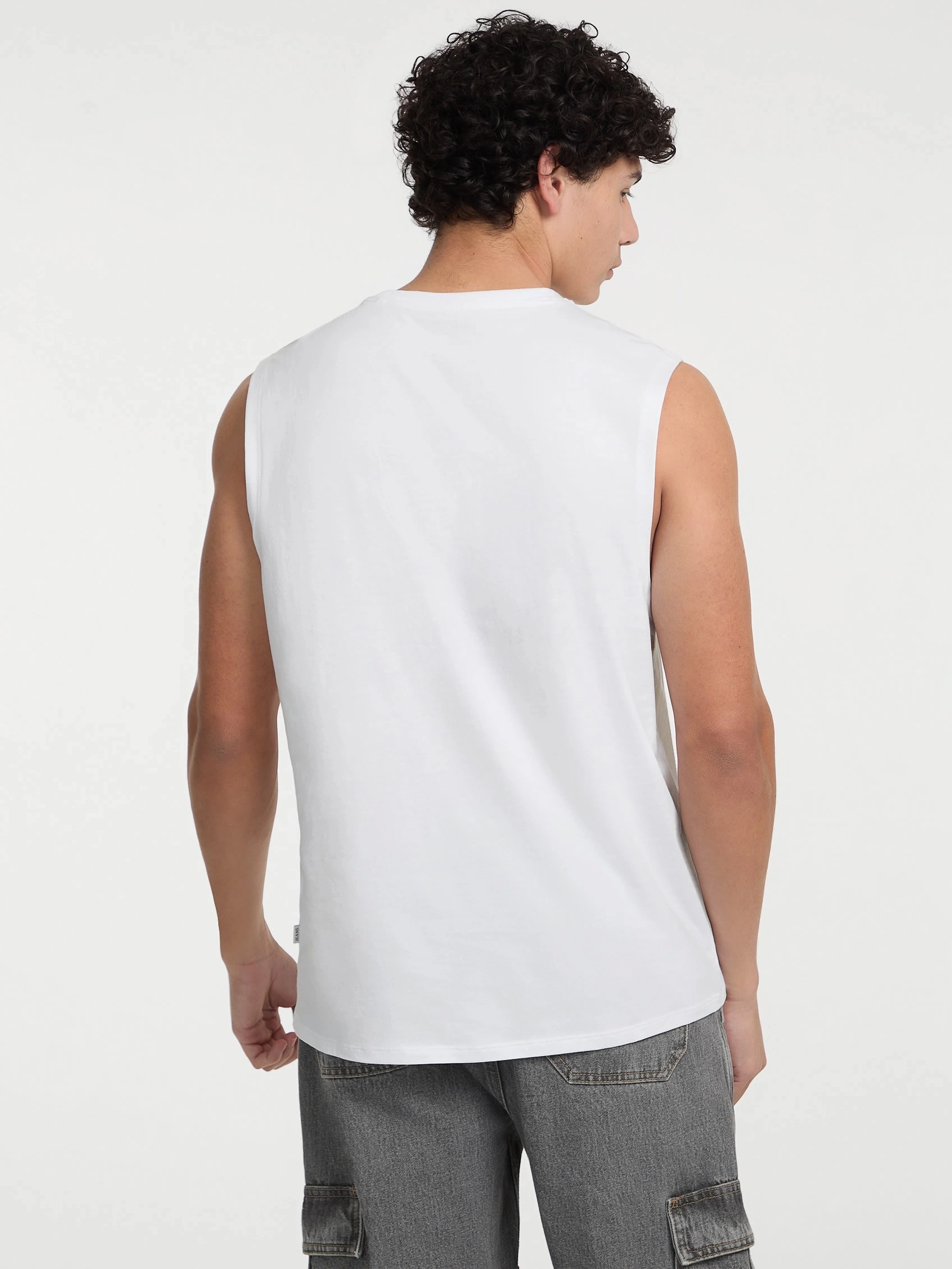 Guess Erkek Beyaz Kolej Baskılı Atlet