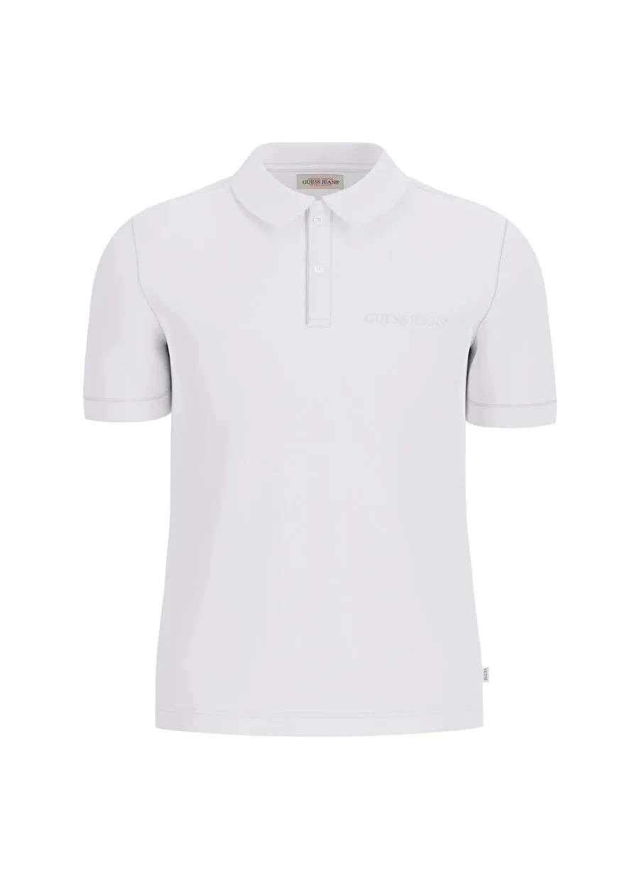 Guess Erkek Beyaz Nakışlı Polo Tişört