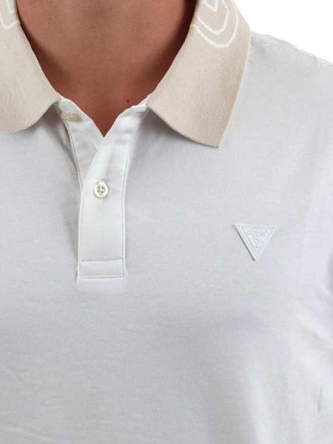 Guess Erkek Beyaz Nolan Polo Yaka Tişört