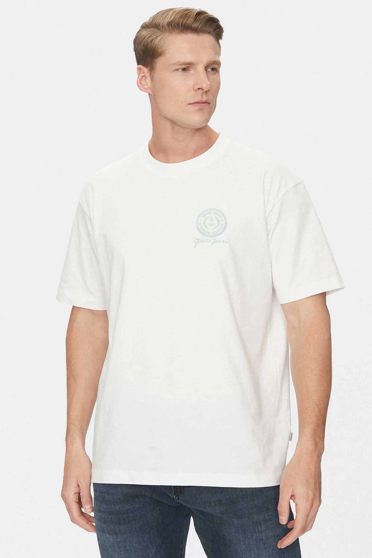 Guess Erkek Beyaz Patch Detaylı Tişört
