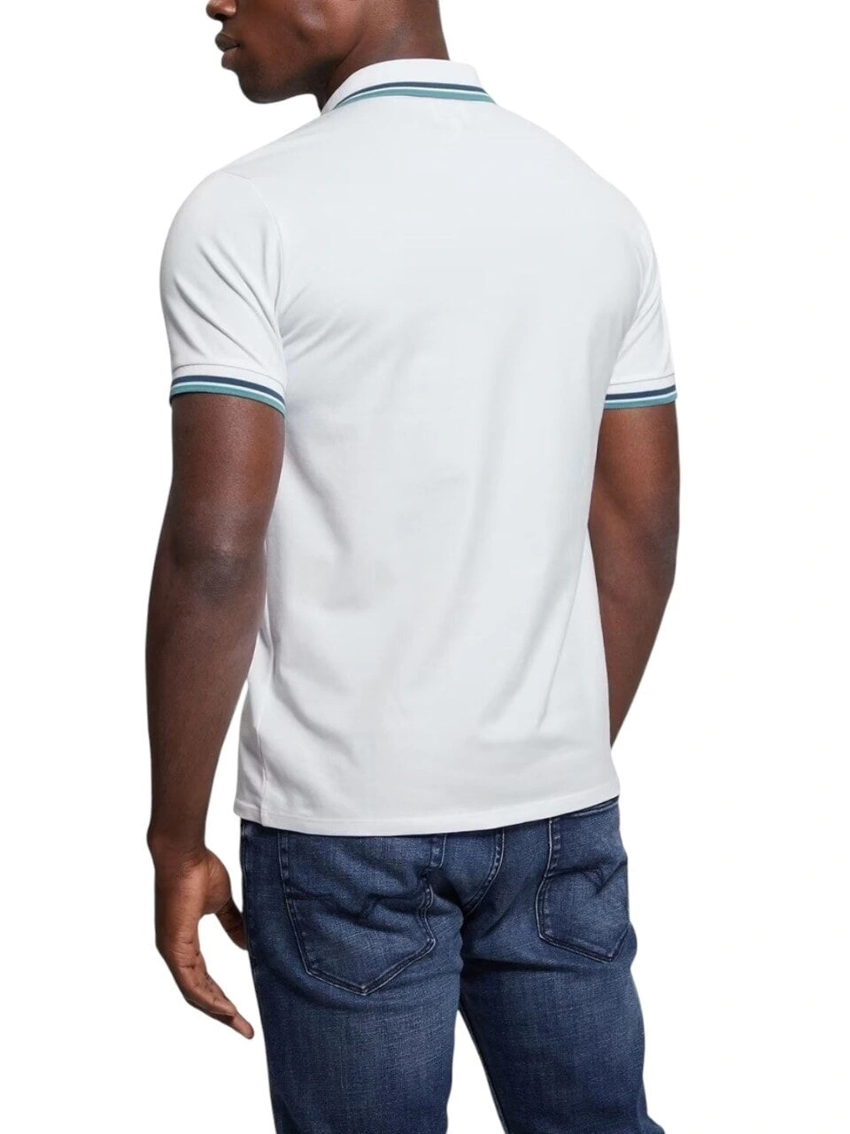Guess Erkek Beyaz Spor Pike Triangle Polo Tişört
