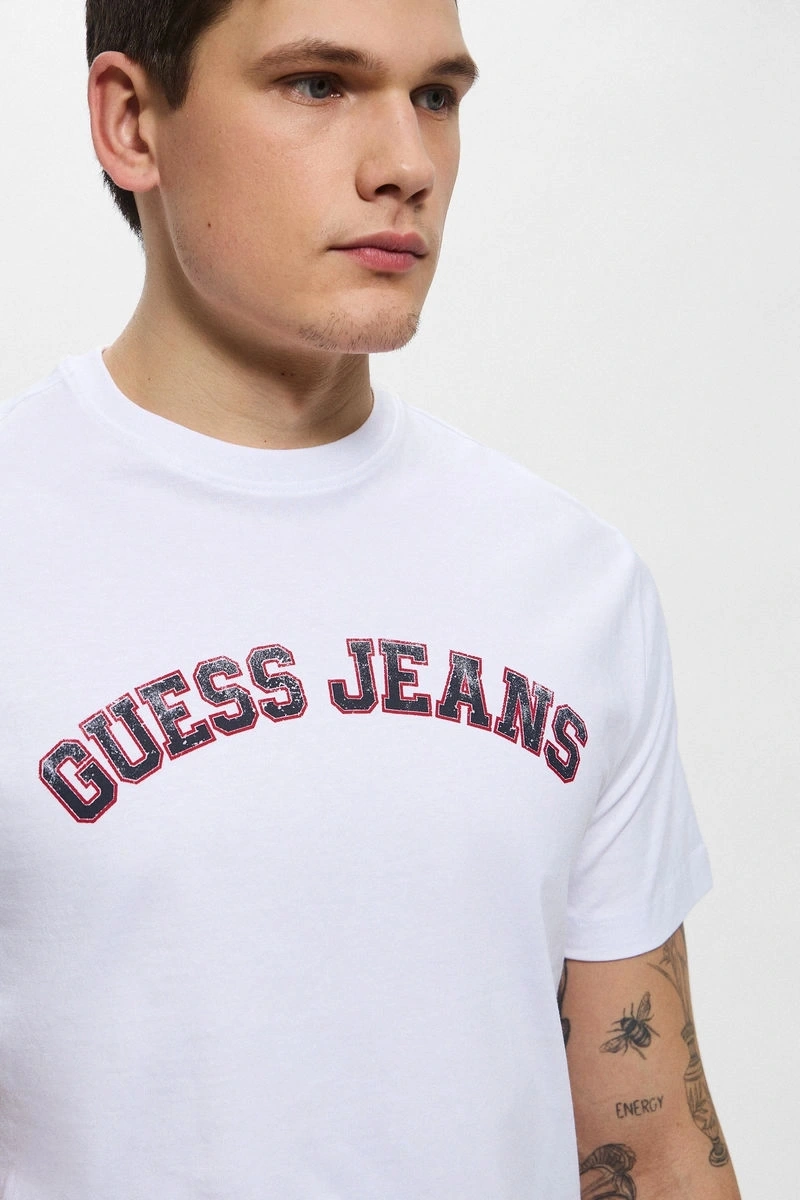 GUESS  Erkek Beyaz T-shirt Yüksek Kalite Pamuk