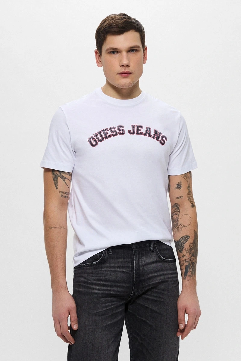 GUESS  Erkek Beyaz T-shirt Yüksek Kalite Pamuk