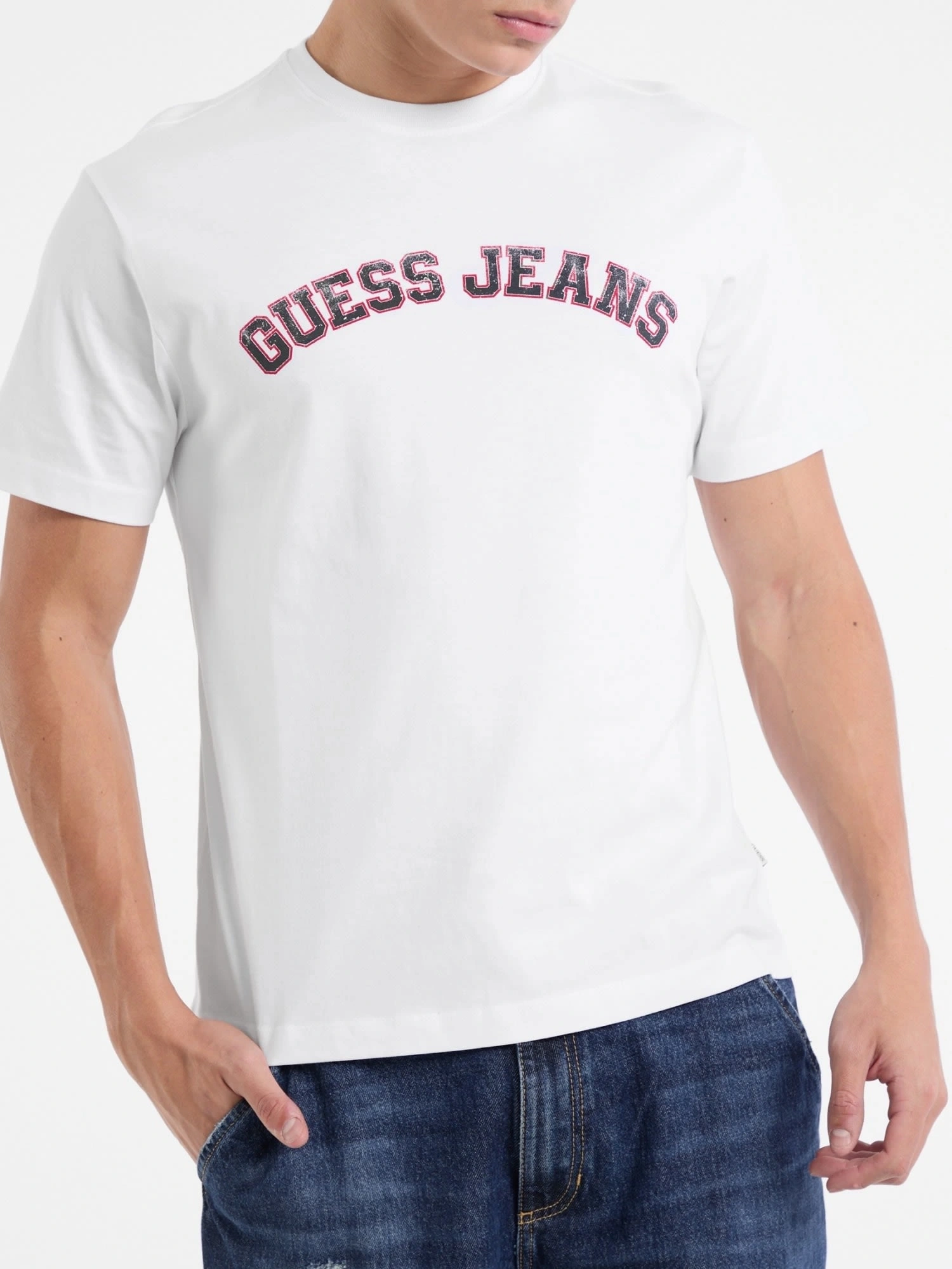 GUESS  Erkek Beyaz T-shirt Yüksek Kalite Pamuk