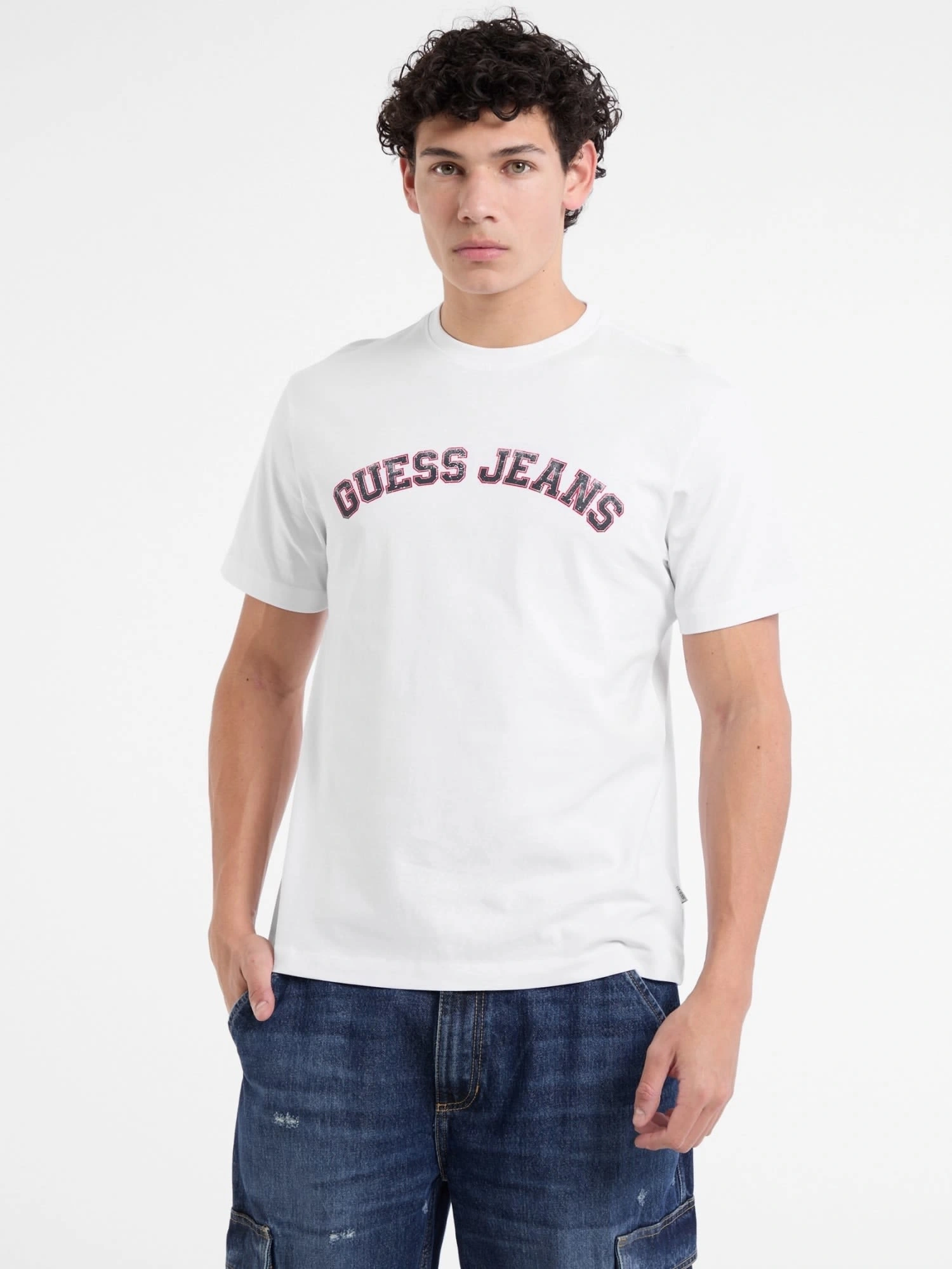 GUESS  Erkek Beyaz T-shirt Yüksek Kalite Pamuk