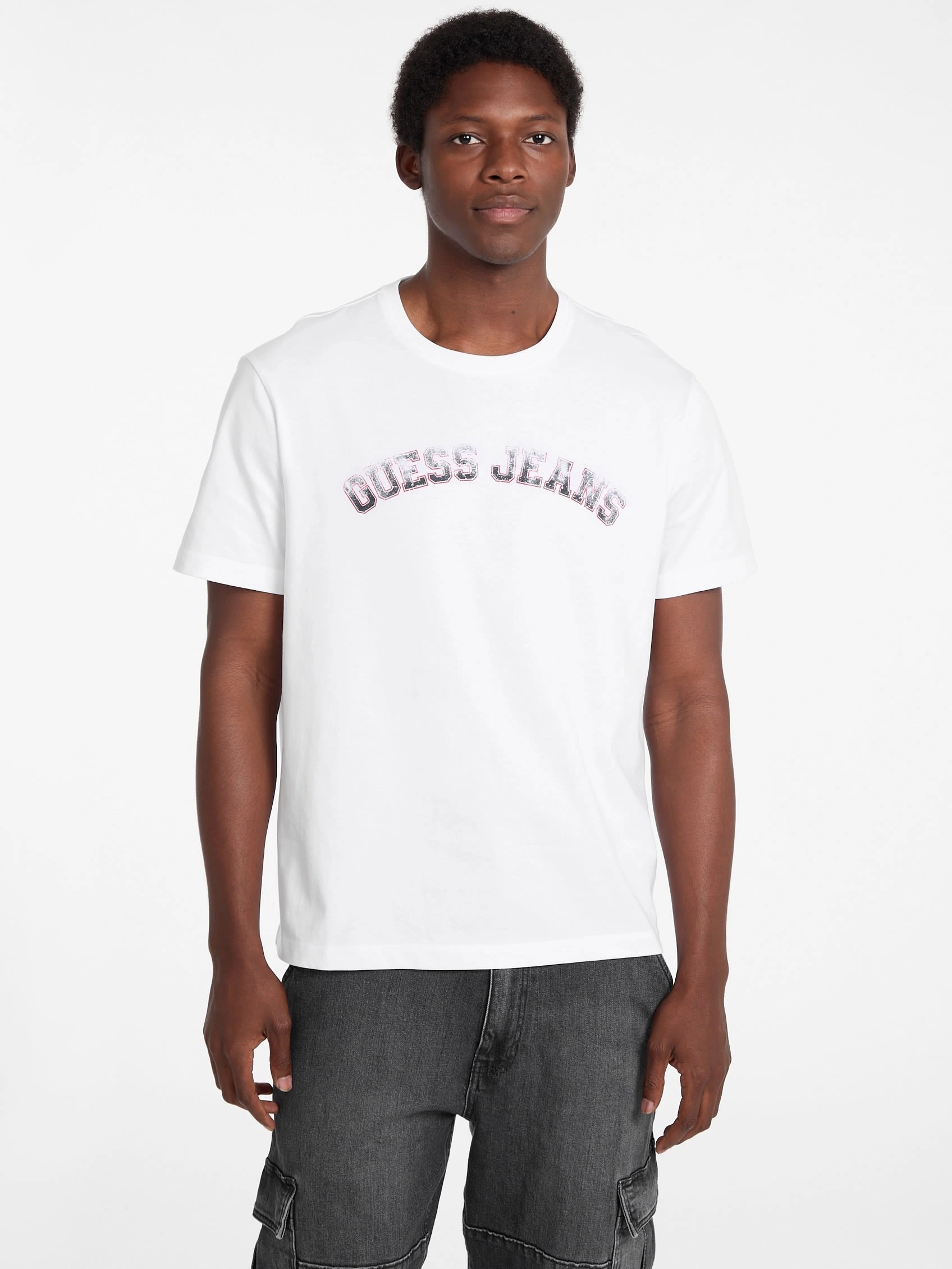 GUESS  Erkek Beyaz T-shirt Yüksek Kalite Pamuk
